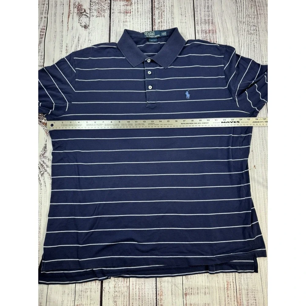 Polo Ralph Lauren Men's Shirt‎ Blue Striped Short Sleeve Size XL